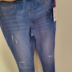 Justice Blue Distressed Skinny Jeans
